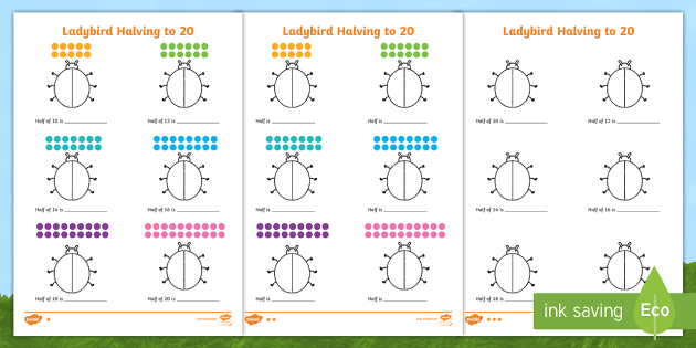Differentiated Halving To 20 Ladybird Worksheet / Worksheets Differentiated Halving To 20 Ladybird Worksheet / Worksheets