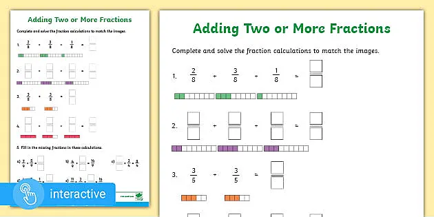 👉 Year 4 Add Fractions Worksheet Pdf (Supports White Rose)