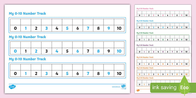 Colourful Number Tracks 0-10 (Teacher-Made) - Twinkl