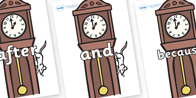 Connectives on Clocks (Hecho por educadores) - Twinkl