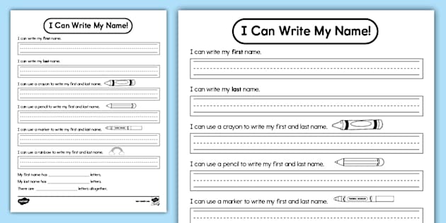 First and Last Name Writing Practice Worksheet - Twinkl