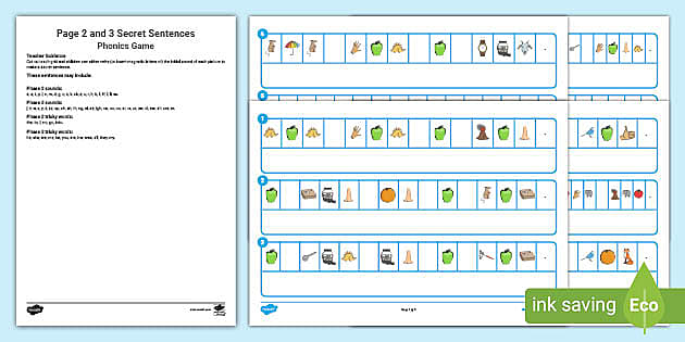 Phase 2 And 3 Secret Word Phonics Sentence Writing Activity