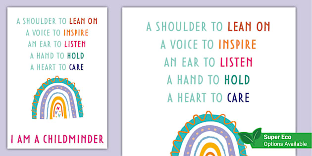 Childminder Rainbow-Themed Inspirational Poem Poster