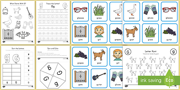 G Handwriting and Letter Identification Worksheets - Twinkl