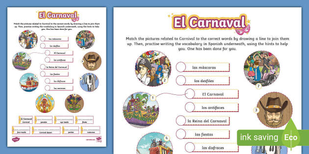 gek Observeer Maak een naam Spanish: Carnival Matching Activity (teacher made) - Twinkl