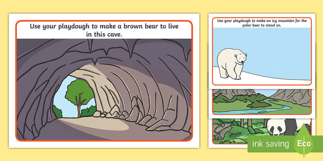 Real Bear Playdough Mats - , were going on a bear hunt, bears, real bears,