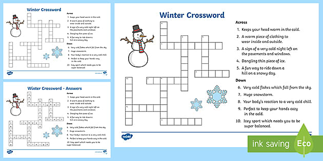 Winter Crossword Twinkl Teacher Made Learning Resources