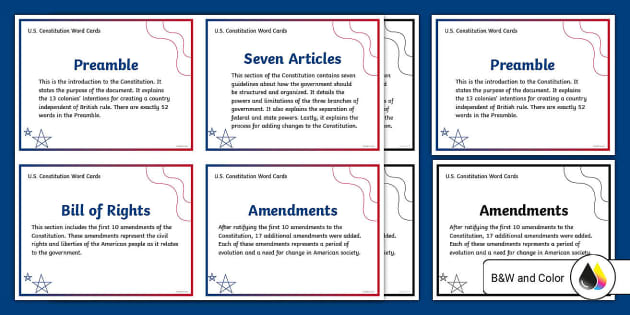 U.S. Constitution Fact Cards for 6th-8th Grade - Twinkl