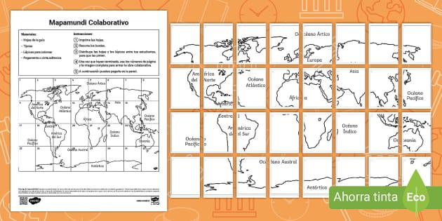 Arte Colaborativo Continentes Y Océanos Del Mundo Twinkl 0782