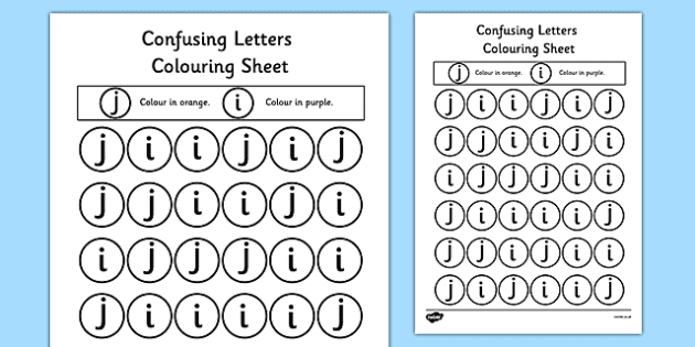 confusing letters coloring worksheets j and i teacher made