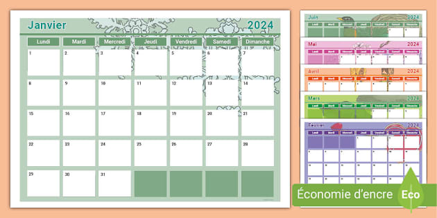 5 calendriers design 2024 à imprimer et télécharger gratuitement 4