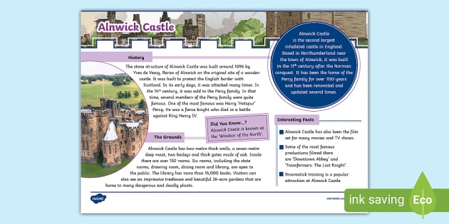 Alnwick Castle Fact File (teacher made) - Twinkl