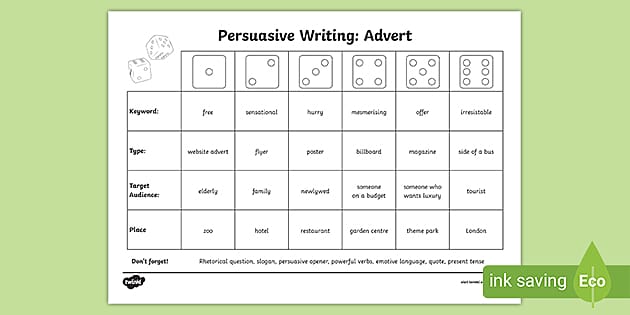 persuasive essay worksheets