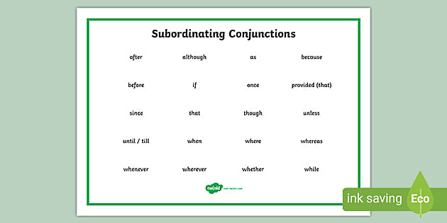 select ten subordinating conjunctions