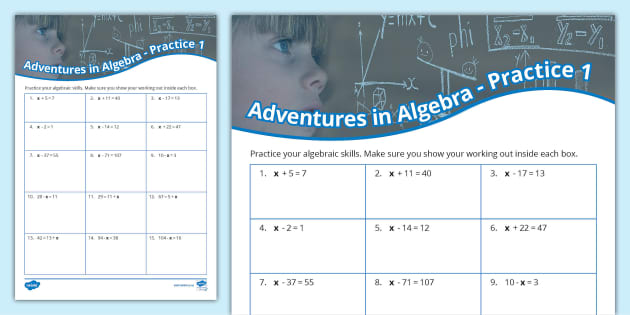 Adventures In Algebra - Practice 1 (teacher Made) - Twinkl