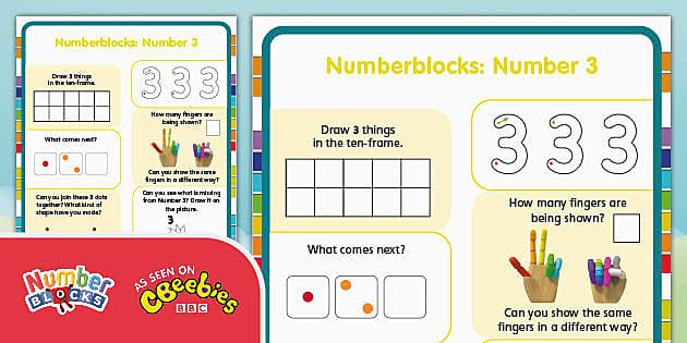 Numberblocks Everybody Look At Three Worksheet