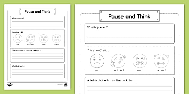 Pause and Think Reflection Sheet (teacher made) - Twinkl