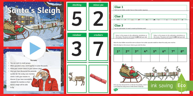 Y3 Santa's Sleigh Christmas Numeracy Game Escape Room