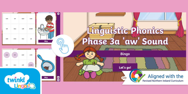 Linguistic Phonics Phase 3a 'aw' Sound Bingo Game - Twinkl