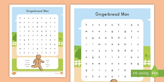 Gingerbread Man Word Search Hecho Por Educadores Twinkl