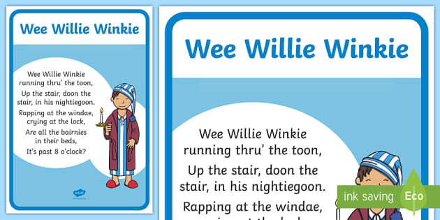 Wee Willie Winkie Nursery Rhyme Poster Profesor Hizo