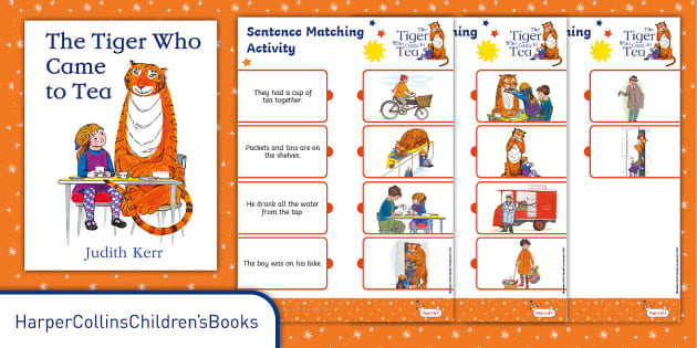 FREE The Tiger Who Came to Tea Sentence Matching Activity