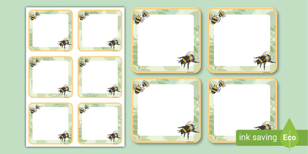 👉 Bumble Bee Themed Squared Peg Labels (teacher made)