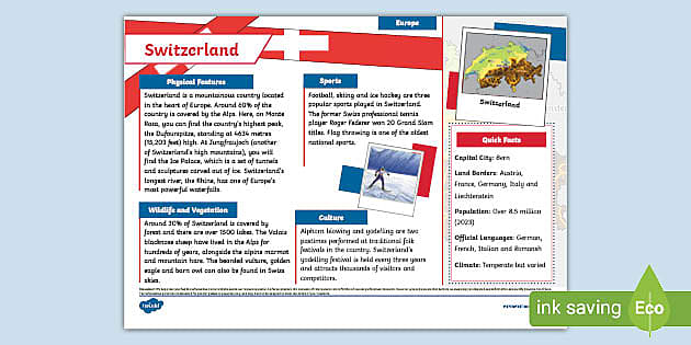 KS2 Switzerland Fact File Twinkl KS2 teacher Made 