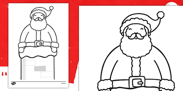 Father Christmas in Chimney Colouring Sheet (teacher made)