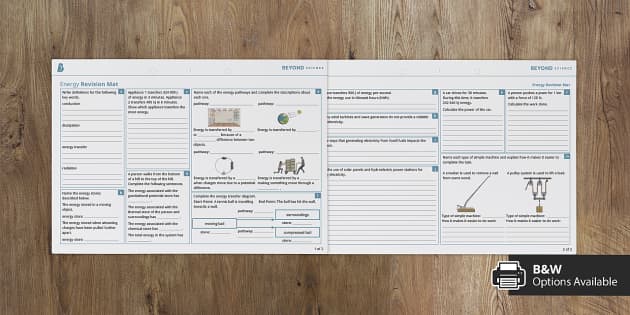 KS3 Energy Higher Revision Mat (Teacher-Made) - Twinkl