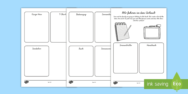 summer vocabulary worksheet worksheet german