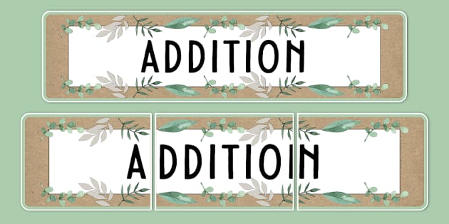 Muted Botanical-Themed Addition Display Banner - Twinkl