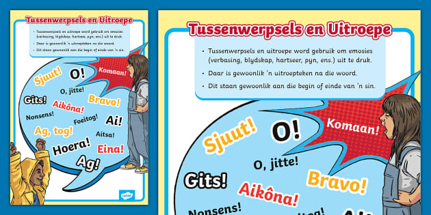 Tussenwerpsels En Uitroepe Plakkaat (teacher Made) - Twinkl