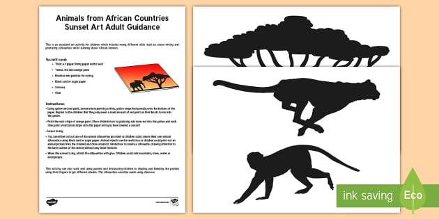 Animals from African Countries Sunset Art (teacher made)