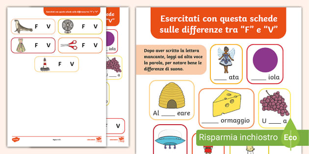 Differenzia la F e la V (Teacher-Made) - Twinkl