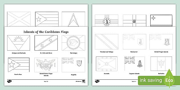 Flags of the Caribbean Colouring Activity (teacher made)