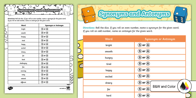 Synonyms are Fun, Interactive Worksheet, Education.com