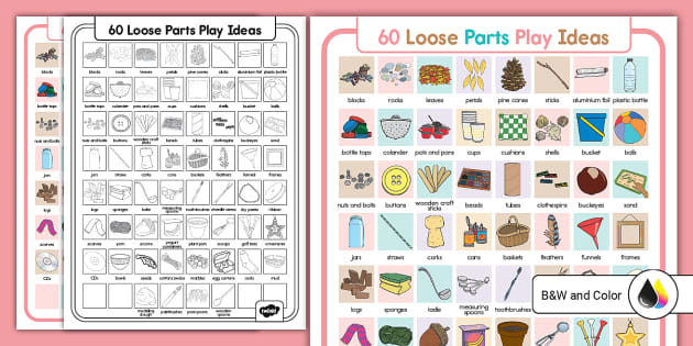 60 Loose Parts Play Ideas Poster (teacher made) - Twinkl