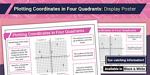 Plotting Coordinates in Four Quadrants Display Poster