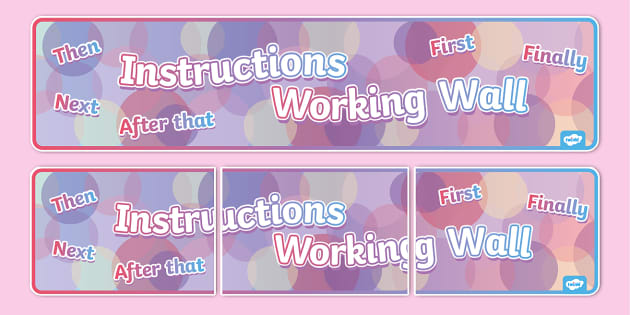 Instructions Working Wall Display Banner - Twinkl