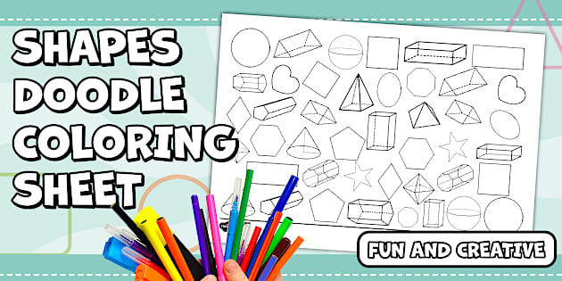 Random Shape Colouring Shapes Doodle Coloring Sheet