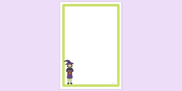 FREE! - Simple Blank Child Dressed as a Witch Page Border | Twinkl