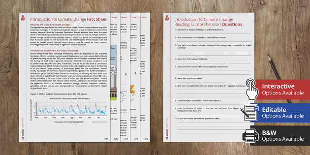 KS4 Geography: Introduction To Climate Change Reading Comprehension