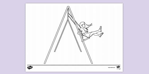 Girl on Swing Colouring Sheet | Colouring Sheets - Twinkl