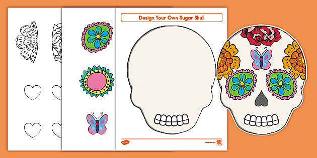 Design Your Own Sugar Skull Color, Cut & Paste Activity