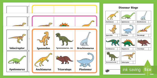 Dinosaur Bingo Board Games 