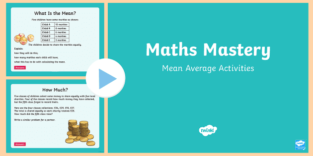 year 6 mean average word problems powerpoint teacher made
