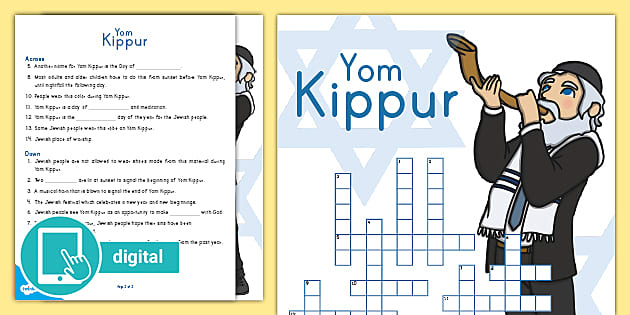 Yom Kippur Crossword (teacher made) Twinkl