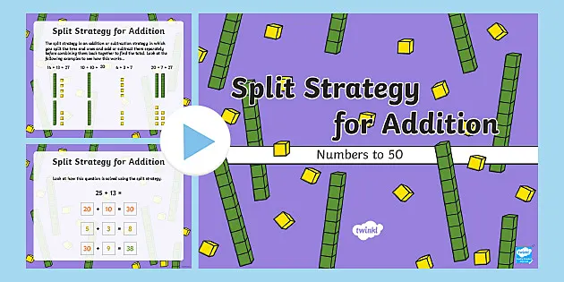 split strategy subtraction and addition challenge cards