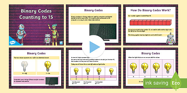Binary Codes Counting to 15 PowerPoint (teacher made)